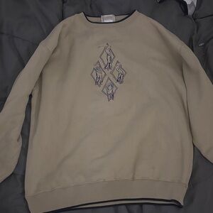 Men's Tan Crewneck Sweater with Golf design vintage